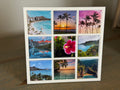 White KeepsyMags magnet display frame holding nine square photo magnets